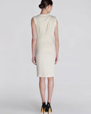 TED BAKER BIRDIE ECRU/ CREAM DRAPED SHOULDER SLEEVELESS PENCIL DRESS SIZE 3 UK 12