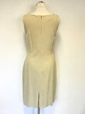 JAEGER CREAM SILK BLEND SQUARE NECK SLEEVELESS PENCIL DRESS SIZE 12