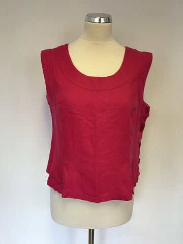 HOBBS FUCHSIA PINK LINEN SLEEVELESS YACHT TOP SIZE 12