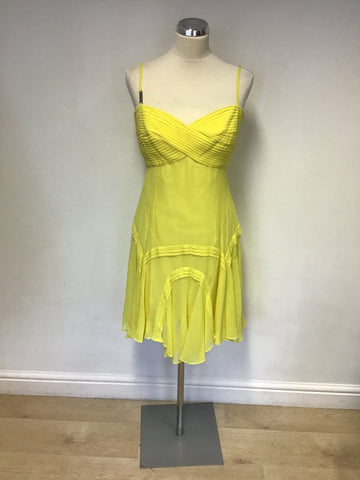 KAREN MILLEN YELLOW SILK STRAPPY DRESS SIZE 16