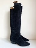 WALTER STEIGER BLACK SUEDE KNEE LENGTH BOOTS SIZE 4/37