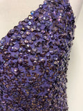 HOBBS PURPLE SEQUINNED SILK STRAPPY COCKTAIL DRESS  SIZE 12