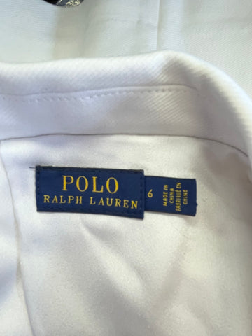 POLO RALPH LAUREN WHITE COTTON BLEND DOUBLE BREASTED BLAZER JACKET SIZE 6 UK 10