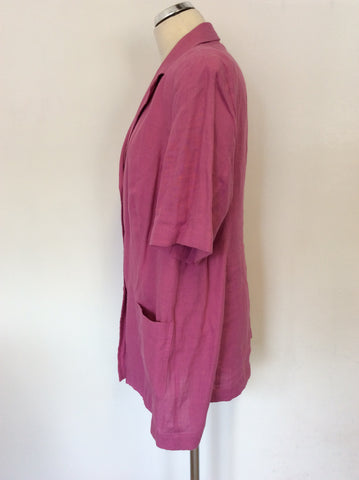 SPIRITO DI ARTIGIANO PINK LINEN SHORT SLEEVE JACKET SIZE 20