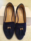 GALLERY DARK BLUE SUEDE TASSEL TRIM LOAFERS SIZE 6/39