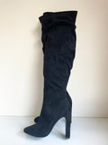 RIVER ISLAND BLACK FAUX SUEDE OVER KNEE LENGTH BOOTS SIZE 5/38