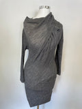 VIVIENNE WESTWOOD ANGLOMANIA GREY WOOL LONG SLEEVE MULTI WAY TIE DRESS SIZE S