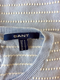 GANT PALE BLUE & WHITE STRIPE SHORT SLEEVE COTTON JUMPER SIZE S