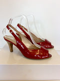 GABOR RED PATENT LEATHER PEEP TOE HEELED SANDALS SIZE 5/38