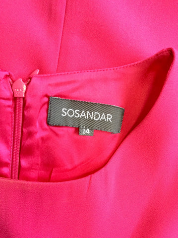 BRAND NEW SOSANDAR HOT PINK TIE SLEEVE SHIFT DRESS SIZE 14