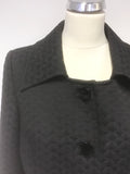 PLANET BLACK EMBOSSED PRINT KNEE LENGTH COAT SIZE 14