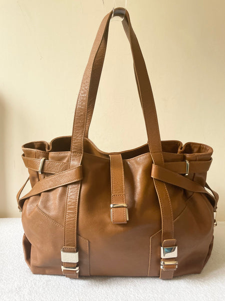 LK BENNETT LARGE TAN LEATHER SHOULDER BAG