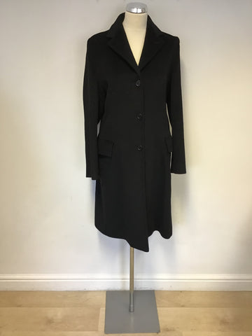 MARKS & SPENCER AUTOGRAPH BLACK WOOL,ANGORA & MOHAIR BLEND COAT SIZE 8