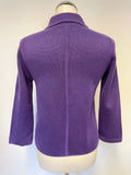 LK BENNETT PURPLE WOOL BLEND COLLARED 3/4 SLEEVE CARDIGAN,JACKET SIZE S