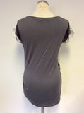 MINT VELVET DARK GREY & WHITE PRINT CAP SLEEVE TOP SIZE 8