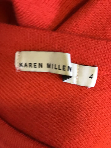 KAREN MILLEN RED WOOL BLEND SHORT SLEEVE KNIT DRESS SIZE 4 UK 12/14