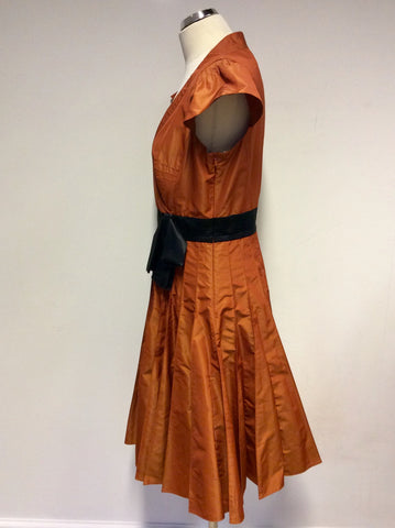 BRAND NEW KAREN MILLEN ORANGE & BLACK TRIM DRESS SIZE 14