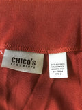 CHICO’S TRAVELERS RUST 4 PIECE JACKET,TOP, TROUSER & SCARF SUIT SIZE 2 UK M