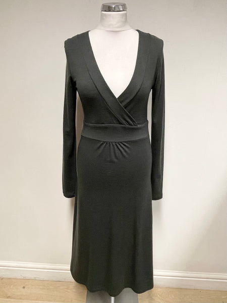 KAREN COLE MERINO WOOL GREY LONG SLEEVED A-LINE DRESS SIZE M