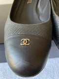 CHANEL BLACK LEATHER BLOCK HEEL COURT SHOES SIZE 6/39