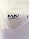 SWEEWE PARIS WHITE COTTON LOOSE FIT DRESS WITH LACE TRIM TIE HALF SLEEVES SIZE S