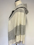 HYGGE AT MINT VELVET GREY & IVORY STRIPE HOODED OPEN SLEEVE CARDIGAN SIZE 10