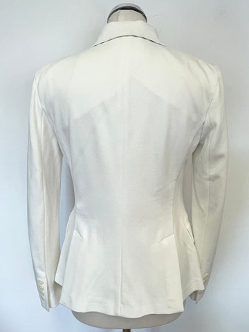 POLO RALPH LAUREN WHITE COTTON BLEND DOUBLE BREASTED BLAZER JACKET SIZE 6 UK 10