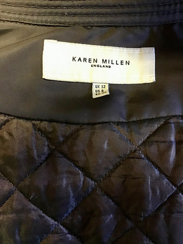 KAREN MILLEN DARK BROWN DETACHABLE FAUX FUR COLLAR COAT SIZE 12