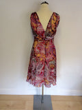 MARELLA MULTI COLOURED PRINT SILK DRESS SIZE 12