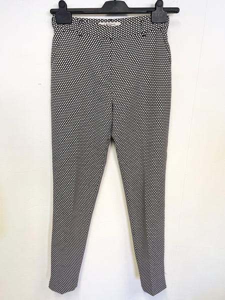 LK BENNETT NIEVE MONOCHROME DOT SLIM LEG TROUSERS SIZE 8