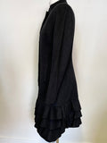 PETER O BRIEN CHARCOAL WOOL & CASHMERE FRILLED TIER TRIM FITTED SINEAD COAT SIZE 10