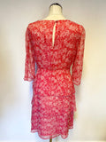 BRAND NEW LK BENNETT JAXON SILK JELLY BEAN PINK DAISY PRINT LAYERED DRESS SIZE 10