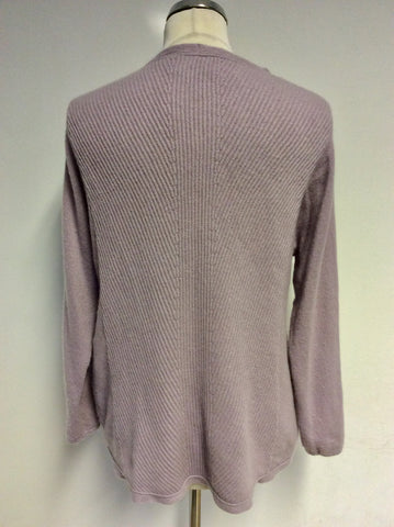 PURE COLLECTION LILAC/MAUVE V NECKLINE CASHMERE JUMPER SIZE 14