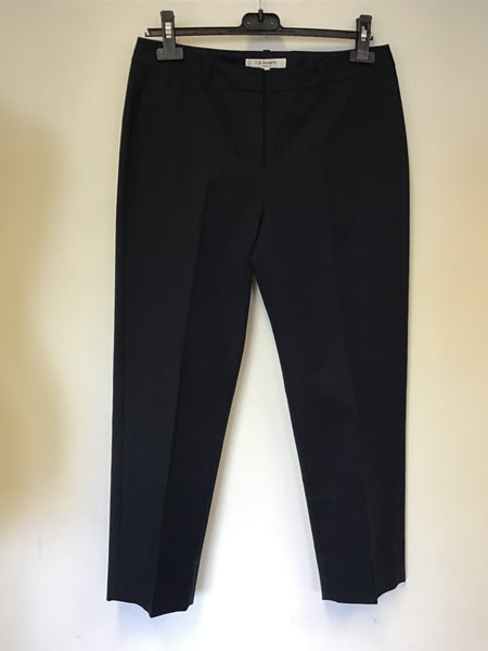 LK BENNETT LARIESE SLOANE BLUE COTTON ANKLE GRAZER TROUSERS SIZE 12