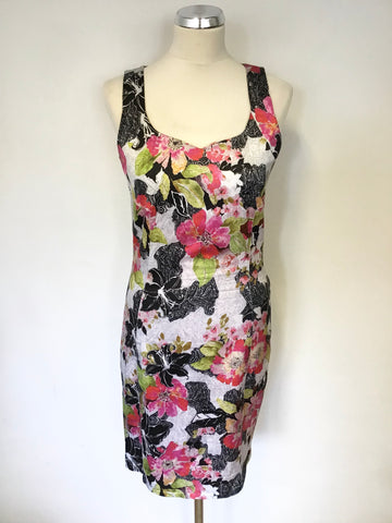 MARCIANO GUESS MULTI COLOURED FLORAL PRINT PENCIL DRESS SIZE 44 UK 12