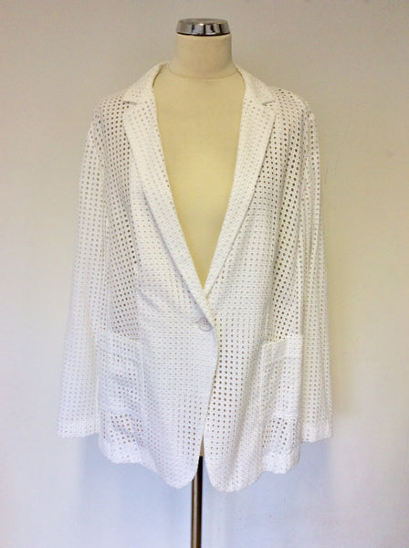 BRAND NEW MARINA RINALDI WHITE COTTON SUMMER JACKET SIZE 25 UK 20