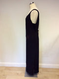 JACQUES VERT BLACK BEADED & SEQUINNED LONG DRESS & JACKET SIZE 18