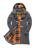 SUPERDRY LIMITED GREY HOODED WOOL BLEND DUFFLE COAT SIZE M