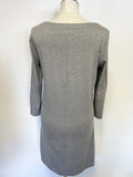 THE WHITE COMPANY GREY JERSEY 3/4 SLEEVE SHIFT DRESS SIZE 10