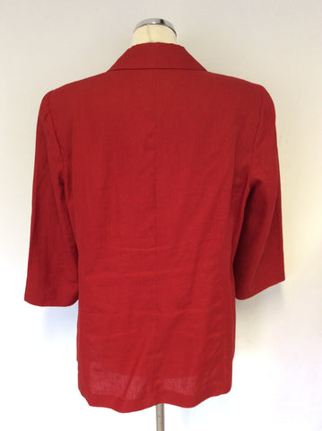 MARINA RINALDI RED LINEN 3/4 SLEEVE JACKET SIZE 25 UK 20