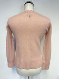 JIGSAW PALE PINK V NECKLINE LONG SLEEVE CASHMERE JUMPER SIZE S