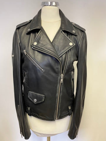 BRAND NEW RYLEE BLACK LEATHER ZIP UP BIKER JACKET SIZE 10