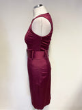 KAREN MILLEN CLARET RED SLEEVELESS OCCASION PENCIL DRESS SIZE 10