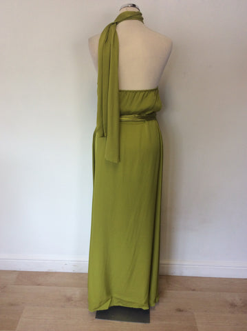 YASMIN LE BON LIME GREEN SILK LONG SPECIAL OCCASION DRESS SIZE 16