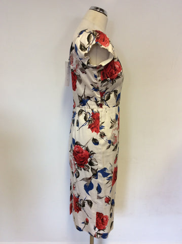 BRAND NEW THE PRETTY DRESS COMPANY CARMEN FLORAL PRINT HOURGLASS PENCIL DRESS SIZE 12