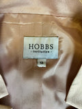 HOBBS INVITATION PINK,WHITE,LIME & BROWN SILK PRINT DRESS & PINK JACKET SIZE 12