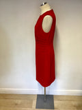 HOBBS RED SLEEVELESS PENCIL DRESS SIZE 16