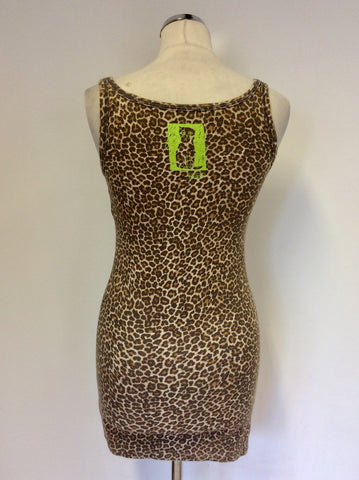 MARCCAIN SPORTS BROWN LEOPARD PRINT VEST TOP SIZE N3 UK 12