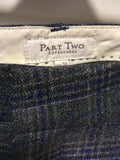 PART TWO GREY CHECK WOOL BLEND TROUSERS SIZE 12