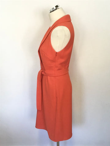 KAREN MILLEN ORANGE SLEEVELESS TIE BELT DRESS SIZE 12